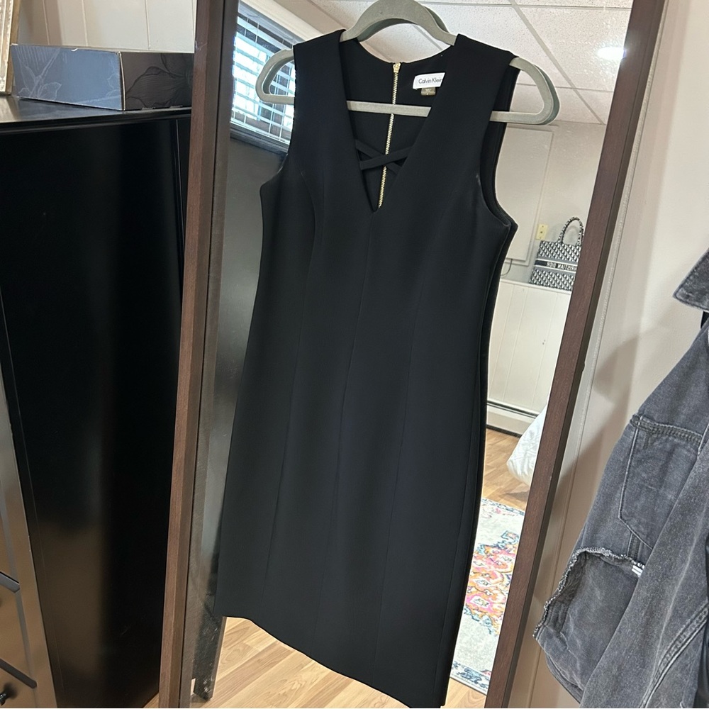 Calvin Klein Tank Top Sleeveless Sheath Black Womens Dress Wedding Guest Dress